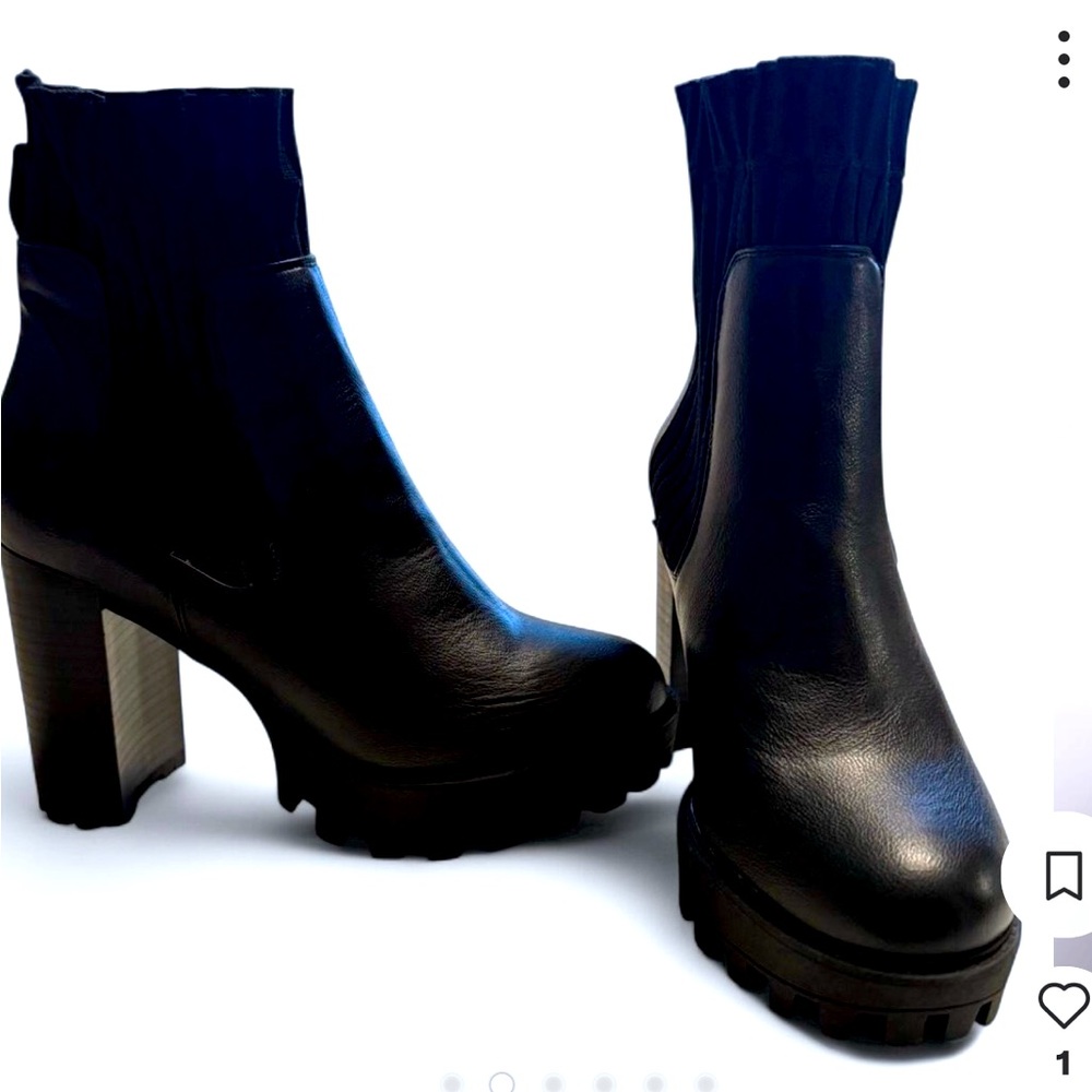 Black vegan Leather Ankle Boots